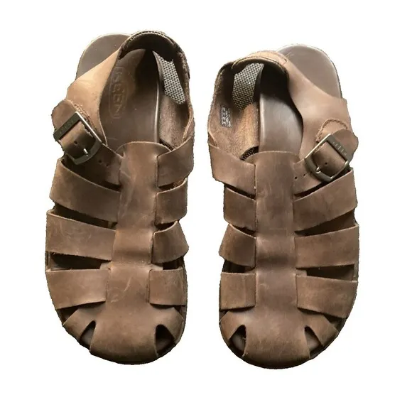 Keen Men's Brown Leather Fisherman Sandals Shoes Buckle Size 8.5 Very Good