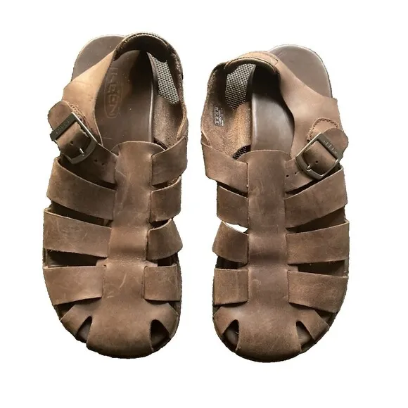 Keen Men's Brown Leather Fisherman Sandals Shoes Buckle Size 8.5 Very Good