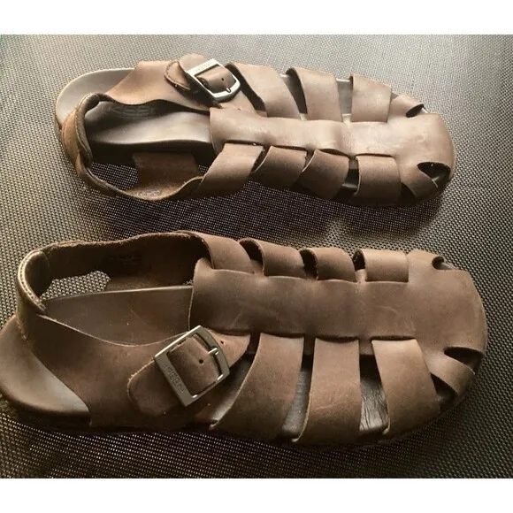 Keen Men's Brown Leather Fisherman Sandals Shoes Buckle Size 8.5 Very Good