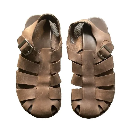 Keen Men's Brown Leather Fisherman Sandals Shoes Buckle Size 8.5 Very Good