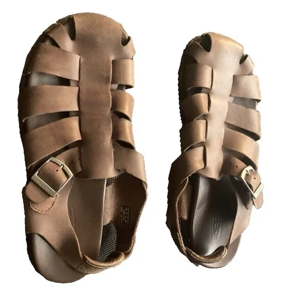 Keen Men's Brown Leather Fisherman Sandals Shoes Buckle Size 8.5 Very Good