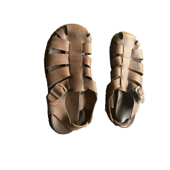 Keen Men's Brown Leather Fisherman Sandals Shoes Buckle Size 8.5 Very Good