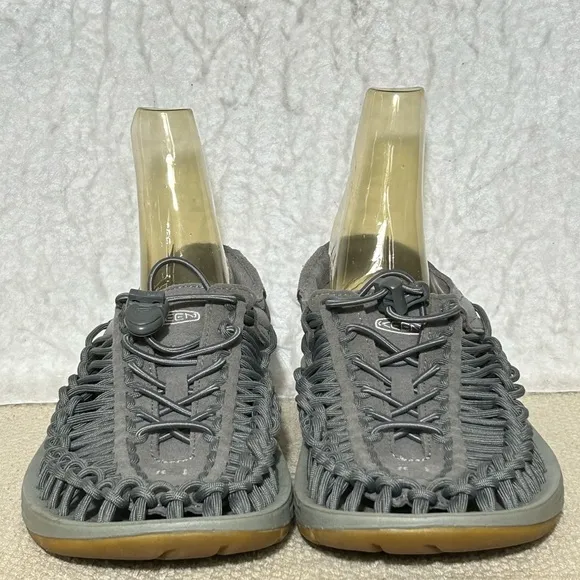 KEEN Mens Uneek Paracord String Grey Casual Canvas Slingback Sandals SZ 9.5