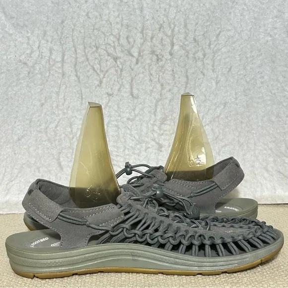 KEEN Mens Uneek Paracord String Grey Casual Canvas Slingback Sandals SZ 9.5