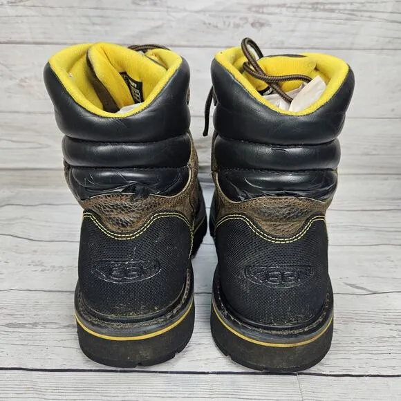 Keen Milwaukee 6&quot; Steel Toe Waterproof Brown Leather Work Boots Men's 13 D Worn