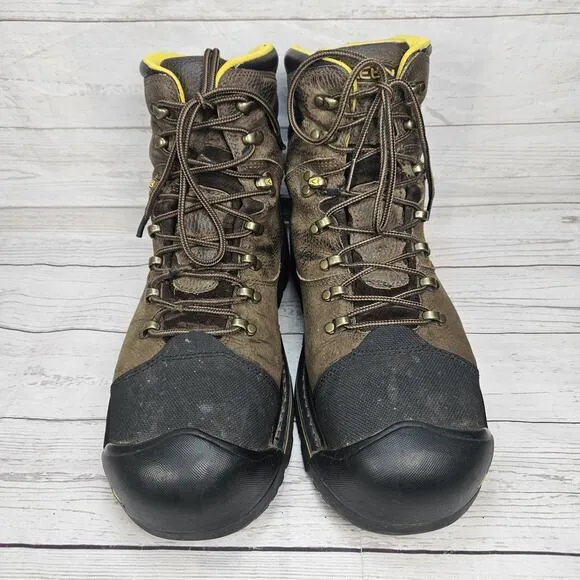 Keen Milwaukee 6&quot; Steel Toe Waterproof Brown Leather Work Boots Men's 13 D Worn