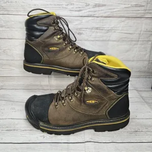 Keen Milwaukee 6&quot; Steel Toe Waterproof Brown Leather Work Boots Men's 13 D Worn