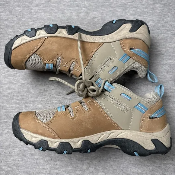 Keen Steens Vent Timberwolf Tan Atlantic Blue Hiking Shoes 1022752 Women’s Sz 11