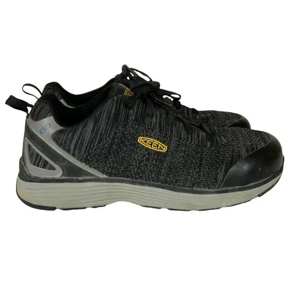 Keen Utility Mens ESD Steel Toe Work Shoes Size 10.5 D Black Gray Lace Up Safety