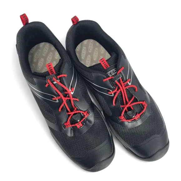 KEEN Wanduro Low Waterproof Hiking Shoes Black/Red Boys Size 7 39 EU