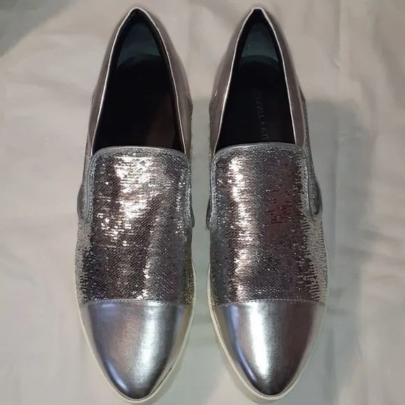 Kendall &amp; Kylie Tanya Silver Sequin‎ Platform Shoes