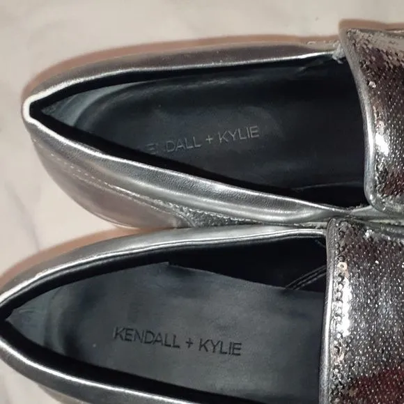 Kendall &amp; Kylie Tanya Silver Sequin‎ Platform Shoes