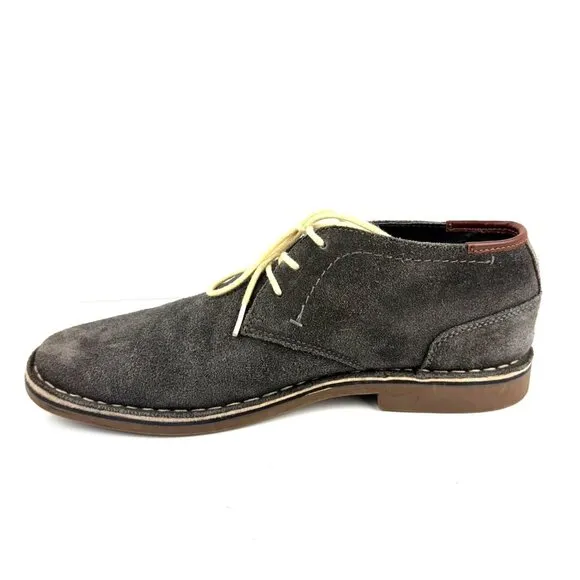 Kenneth Cole Mens Oxford Shoes 12 M Desert Wind Grey Suede Leather Lace Up