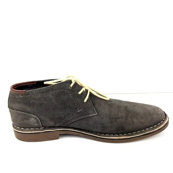 Kenneth Cole Mens Oxford Shoes 12 M Desert Wind Grey Suede Leather Lace Up