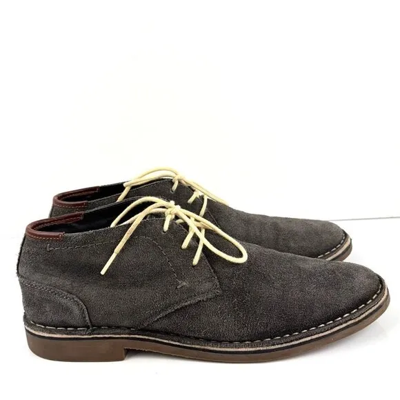 Kenneth Cole Mens Oxford Shoes 12 M Desert Wind Grey Suede Leather Lace Up
