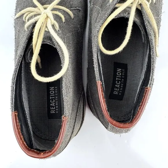 Kenneth Cole Mens Oxford Shoes 12 M Desert Wind Grey Suede Leather Lace Up