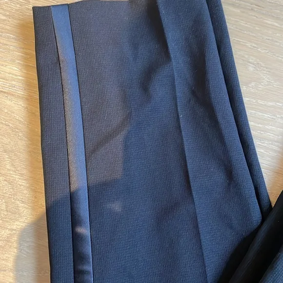 Kenneth Cole Reaction Men's Modern Fit Black Tuxedo Striped Dress Suit Pants