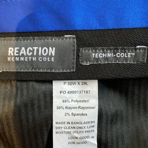 Kenneth Cole Reaction Men’s Navy Blue Modern Fit Suit Dress Pants 38Wx29L
