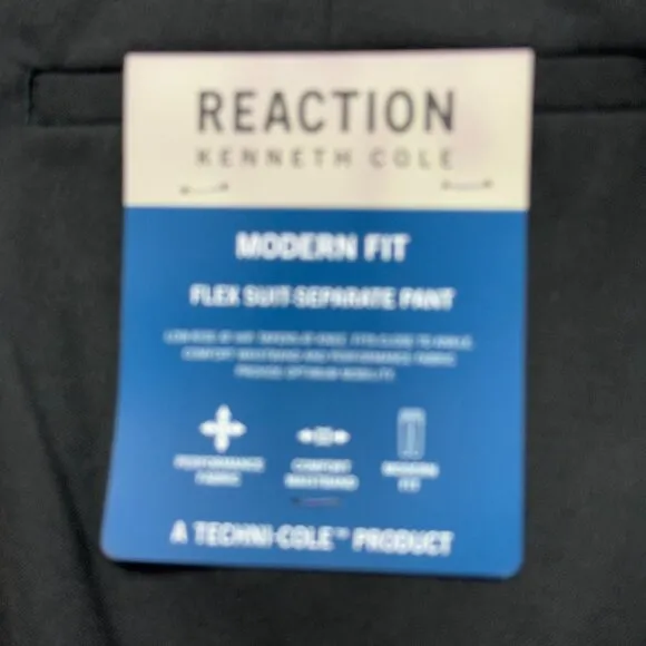 Kenneth Techni Cole Reaction Modern Fit Flat Front Dress Pants Black 34x32 NWT