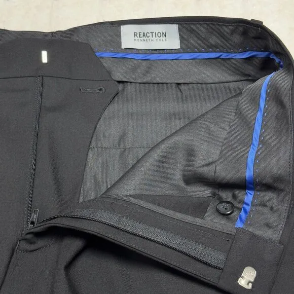 Kenneth Techni Cole Reaction Modern Fit Flat Front Dress Pants Black 34x32 NWT