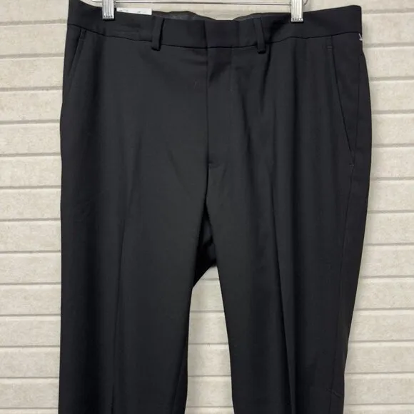 Kenneth Techni Cole Reaction Modern Fit Flat Front Dress Pants Black 34x32 NWT