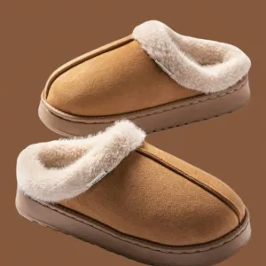 Khaki Women's Bootie Fluffy Fuzzy Plush Lined Warm Cozy Slipper slippers