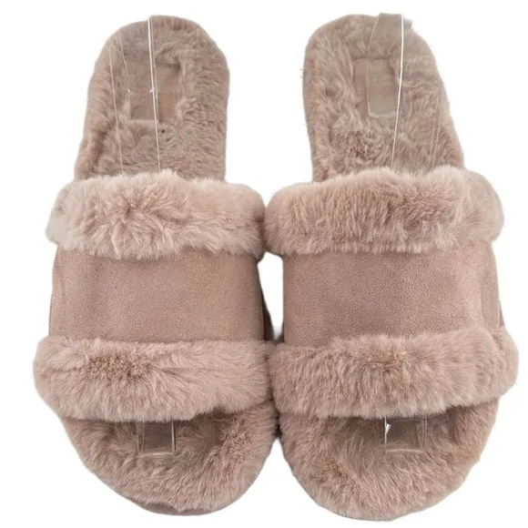 Koolaburra by Ugg womens sandals size 11 42 pink suede fluffy slides slippers