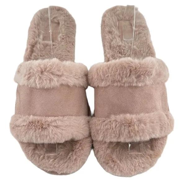 Koolaburra by Ugg womens sandals size 11 42 pink suede fluffy slides slippers