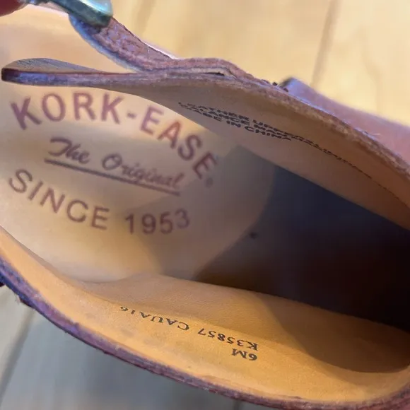 Kork-Ease Women's Brown Leather Wedge  Open Toe Sandals