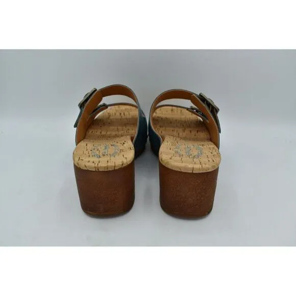 Kork Ease Womens Size 8 Saffron Turquoise Full Grain Leather Slide Sandals Shoes