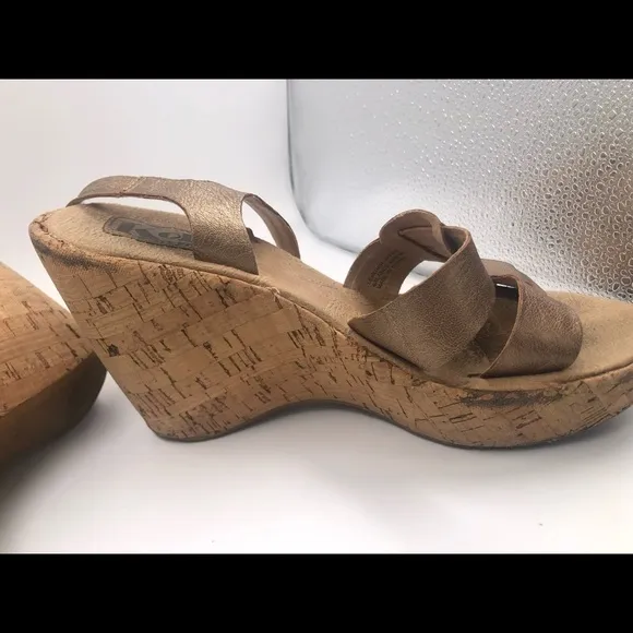 KORKS Golden Bonze Cork Platform Sandals Size 7