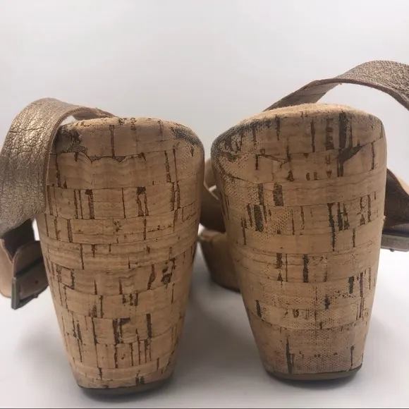 KORKS Golden Bonze Cork Platform Sandals Size 7