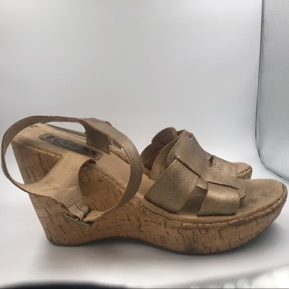 KORKS Golden Bonze Cork Platform Sandals Size 7