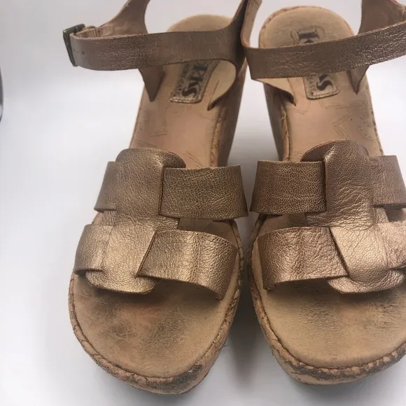KORKS Golden Bonze Cork Platform Sandals Size 7