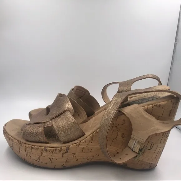 KORKS Golden Bonze Cork Platform Sandals Size 7