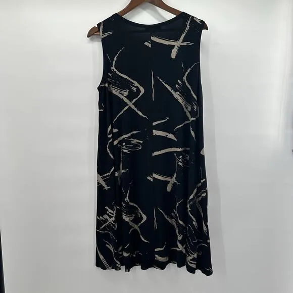 Kozan Dress Womens XL Black Slinky Art A-Line Modern Casual Travel