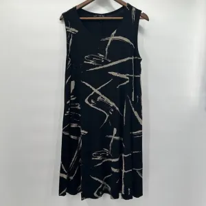 Kozan Dress Womens XL Black Slinky Art A-Line Modern Casual Travel