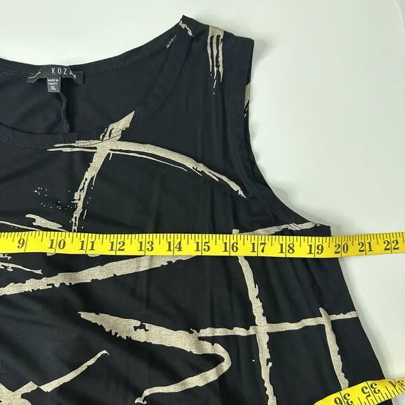 Kozan Dress Womens XL Black Slinky Art A-Line Modern Casual Travel