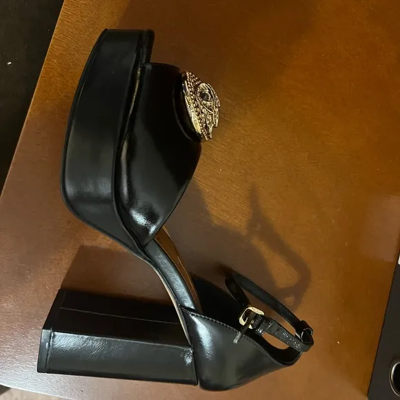 Kurt Geiger Black Platform Peep-Toe Sandals