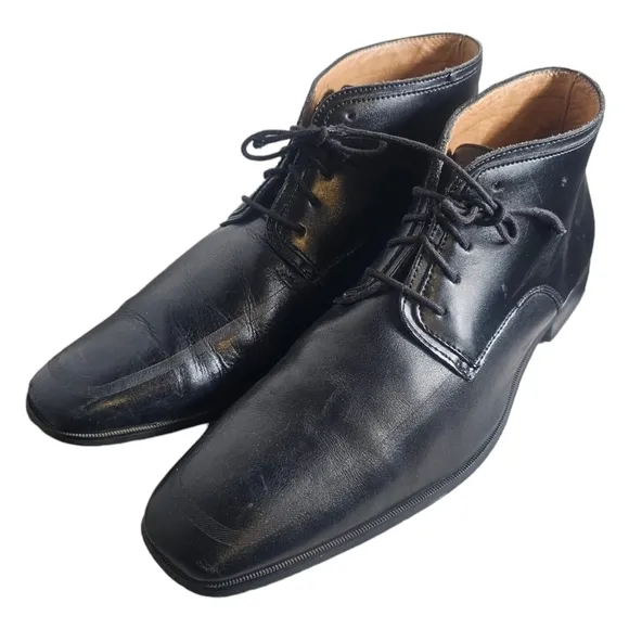 La Milano Boots Mens Size 14 Black Italian Leather Classic Lace Up Ankle Boots