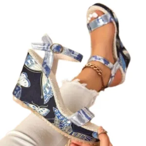 Ladies platform butterfly wedge heels sz 9