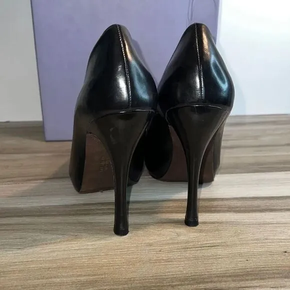 Ladies Vera Wang Raquel Hidden Platform Pumps Black Size 6 Leather Heels Shoes