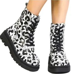 Ladies printed combat boots sz 8.5