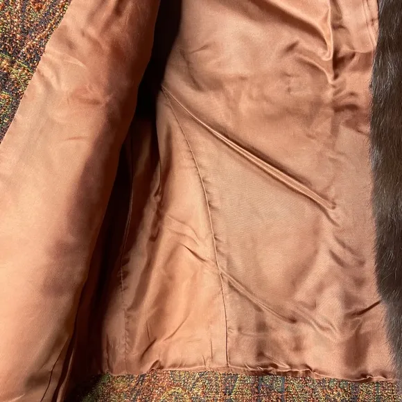 Lafayette 148 classic rabbit fur trim jacket