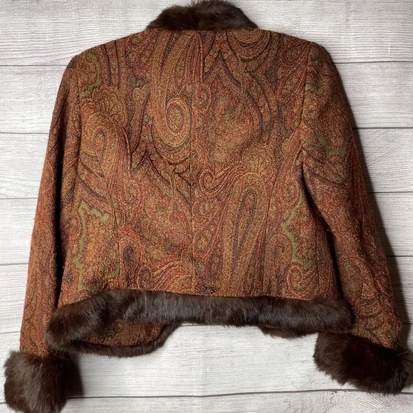 Lafayette 148 classic rabbit fur trim jacket