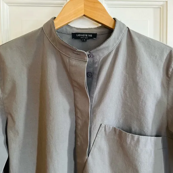 Lafayette 148 - Med dress, mandarin collar, cuff sleeves, &amp; asymmetrical pocket