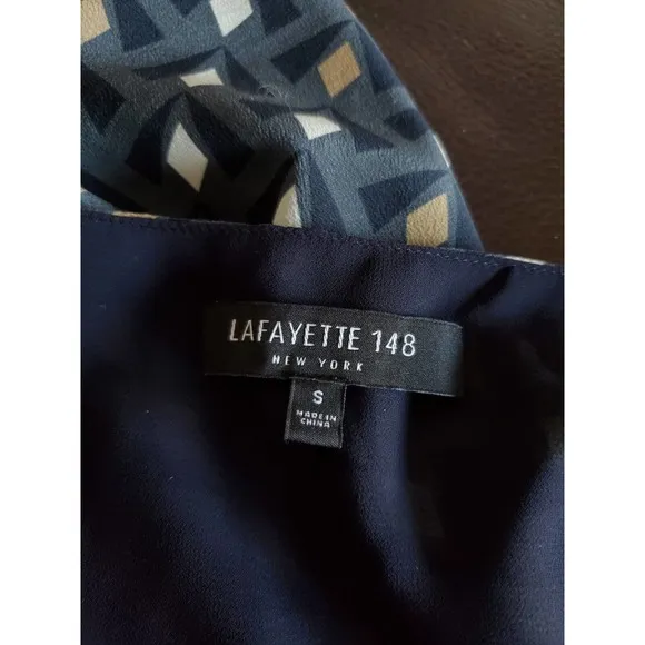Lafayette 148 New York Anagrace Geometric Print Silk Dress Size S Classic