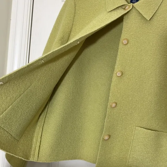 Lands’ End Green Wool Jacket With Pockets Size 10 Petite