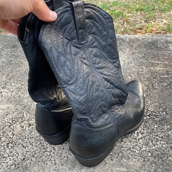 Laredo Men's Black with Silver Toe Classic Cowboy Boots| Western, Festival