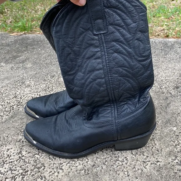 Laredo Men's Black with Silver Toe Classic Cowboy Boots| Western, Festival